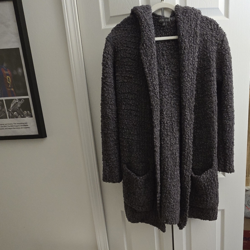 Barefoot Dreams Gently Used Cozy Gray Hooded Cardigan